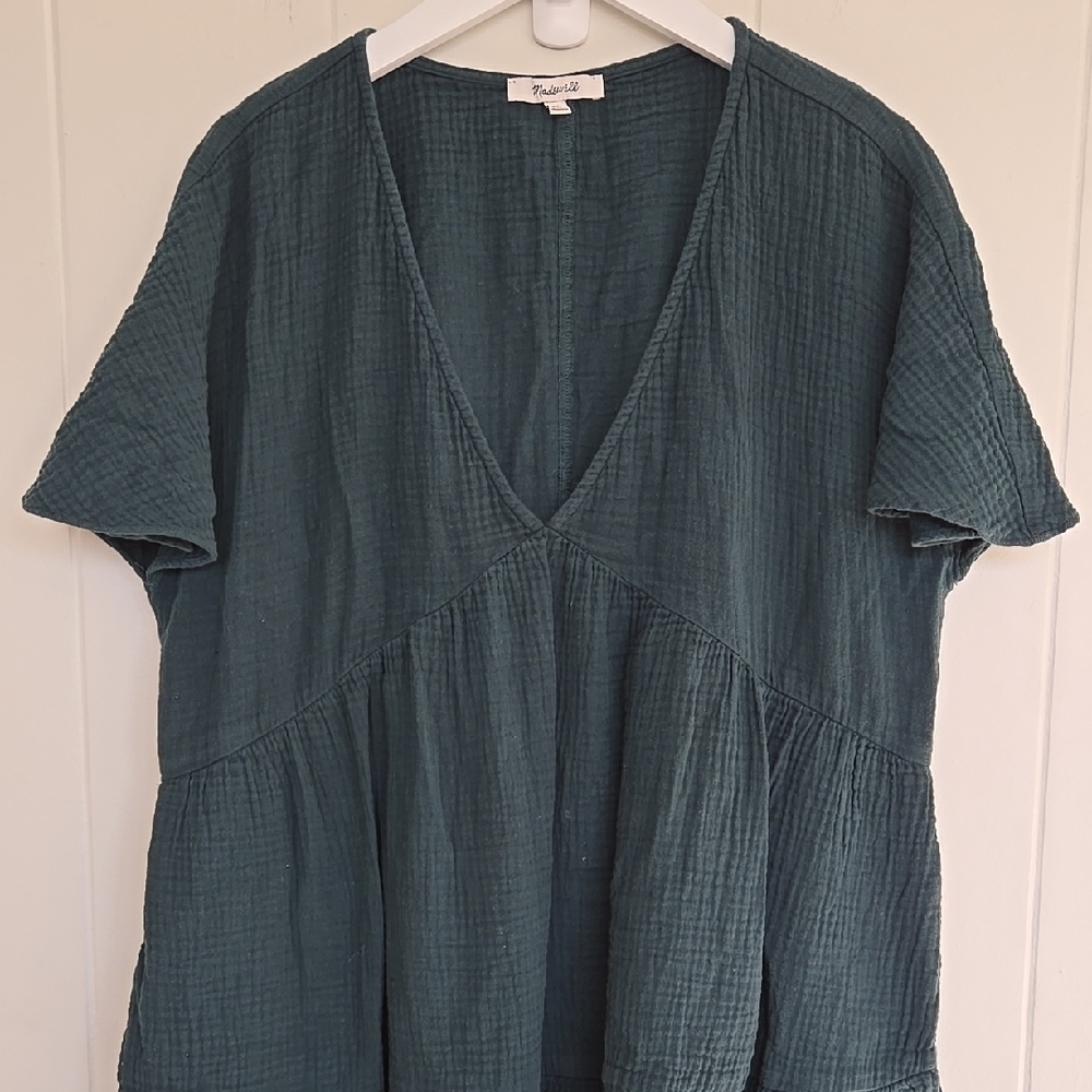Madewell Lightspun Popover Tiered Mini Dress Size M - Picture 8 of 14